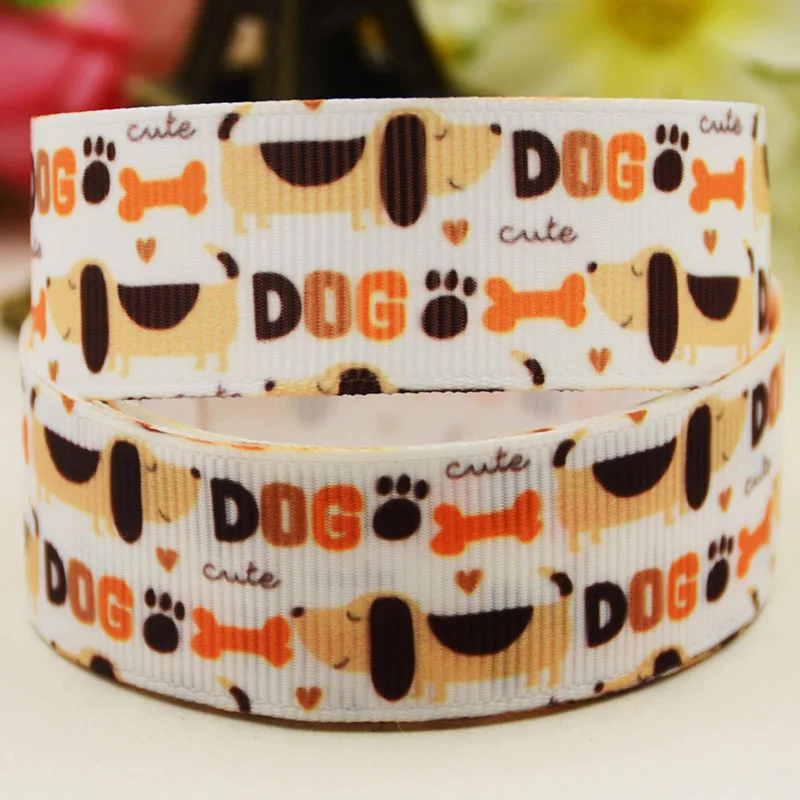 22mm 25mm 38mm 75mm Dog Cartoon printed Grosgrain Ribbon party decoration 10 Yards