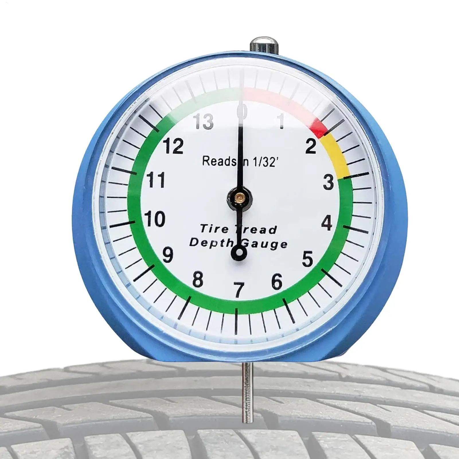 Tire Thread Depth Gauge 1/32 Inch Pointer-Type Ruler Car Tire Tread Depth Gauge for Car Motorcycle Truck Bus Automotive Shop