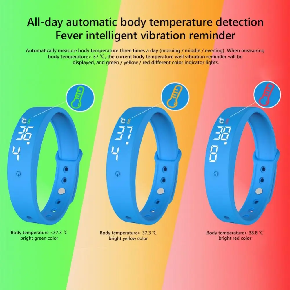 Wristband V9 Body Temperature Monitor Thermometer Vibration Alarm Smart Bracelet