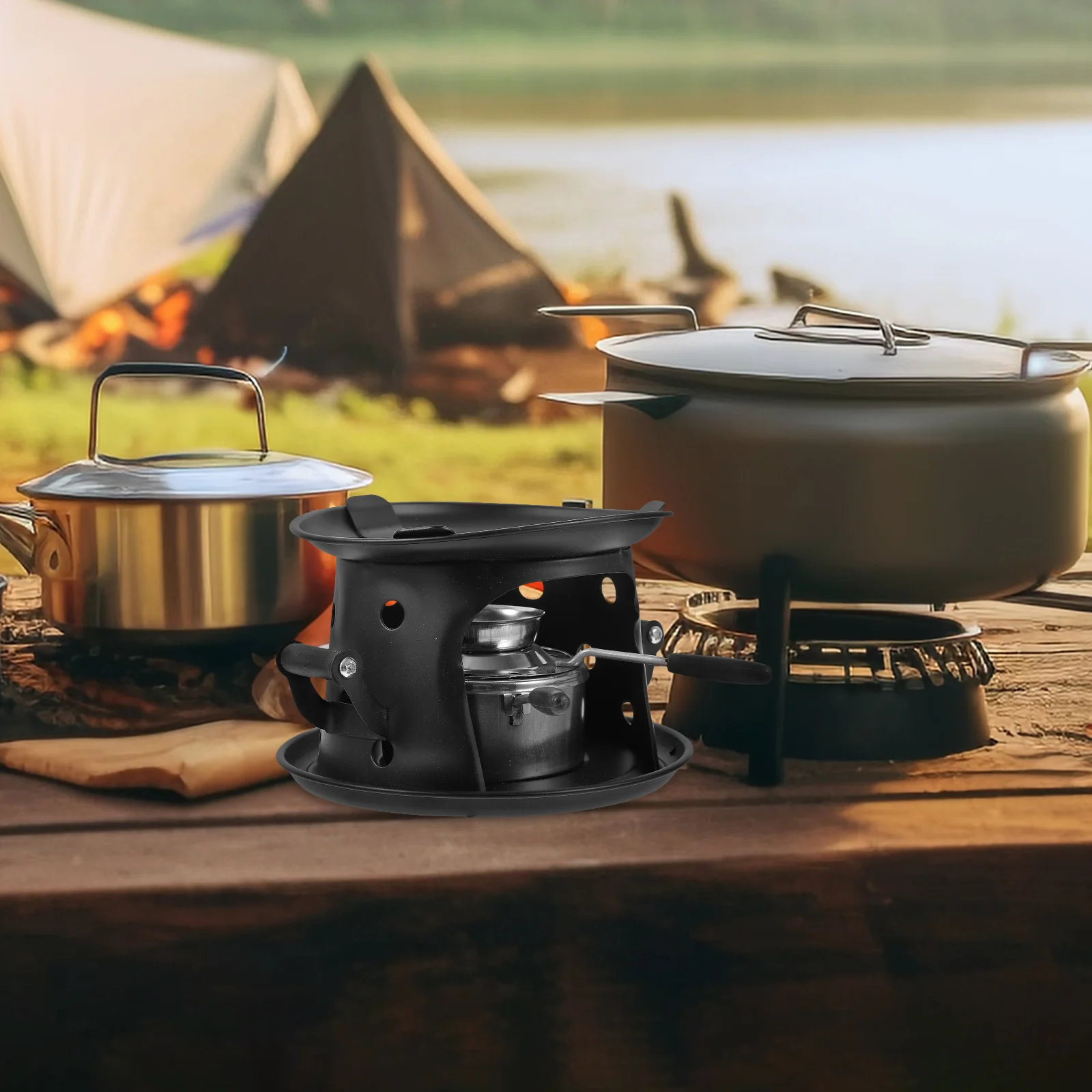 

Alcohol Stove Outdoor Camping Wind Proof Burner Metal Cookware Picnic Pot Furnace Stainless Steel Hot