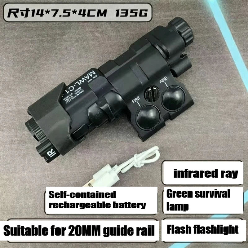 

Nylon Metal Tactical Light Module Fits 20-22mm Rail, Red Light Flashlight Outdoor Game Toy Accessories