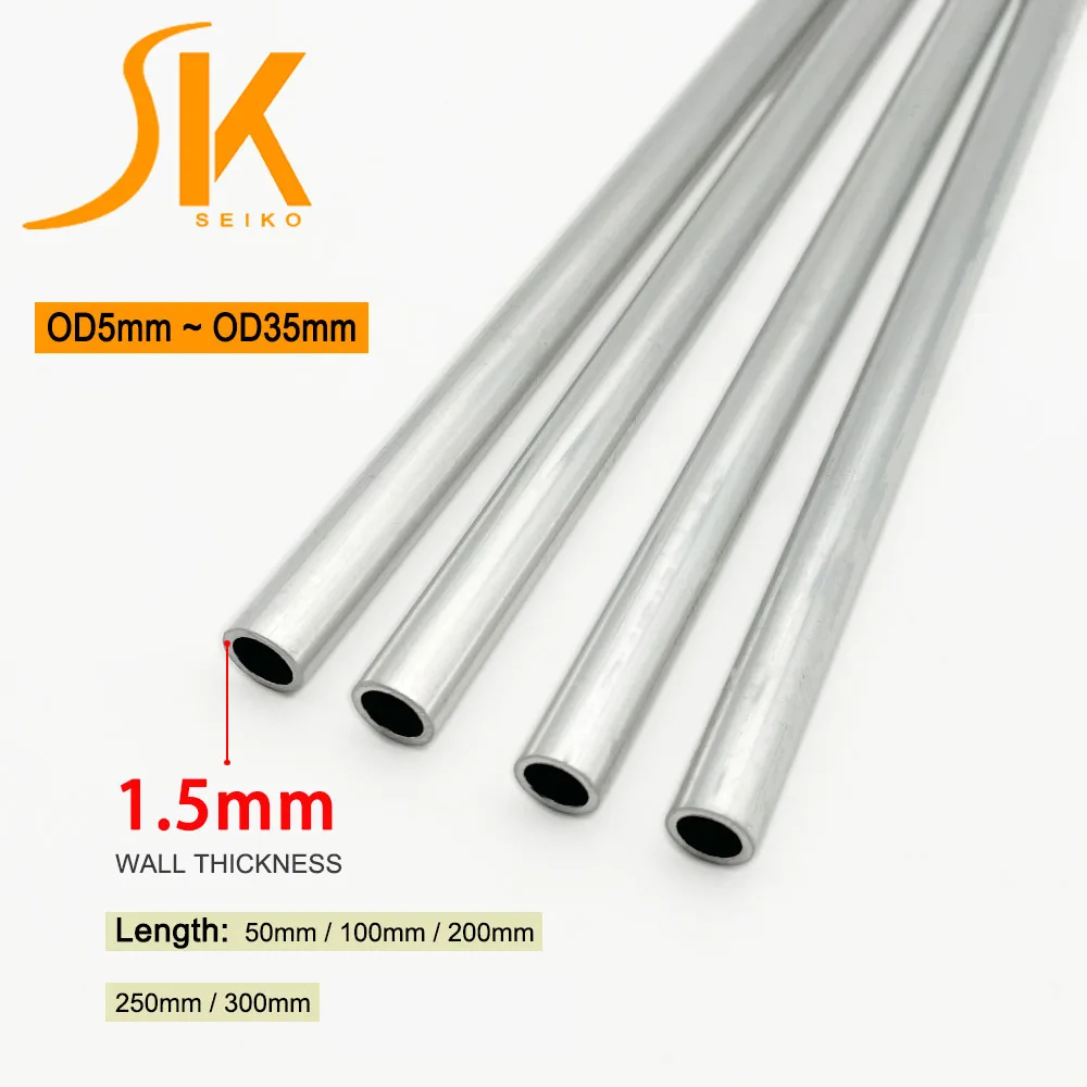 

1-6Pcs Aluminum Pipe 1.5mm Thickness 5-30mm OD Straight 50mm To 300mm Long Round 6063 Aluminum Alloy Tube CNC DIY Wholesale