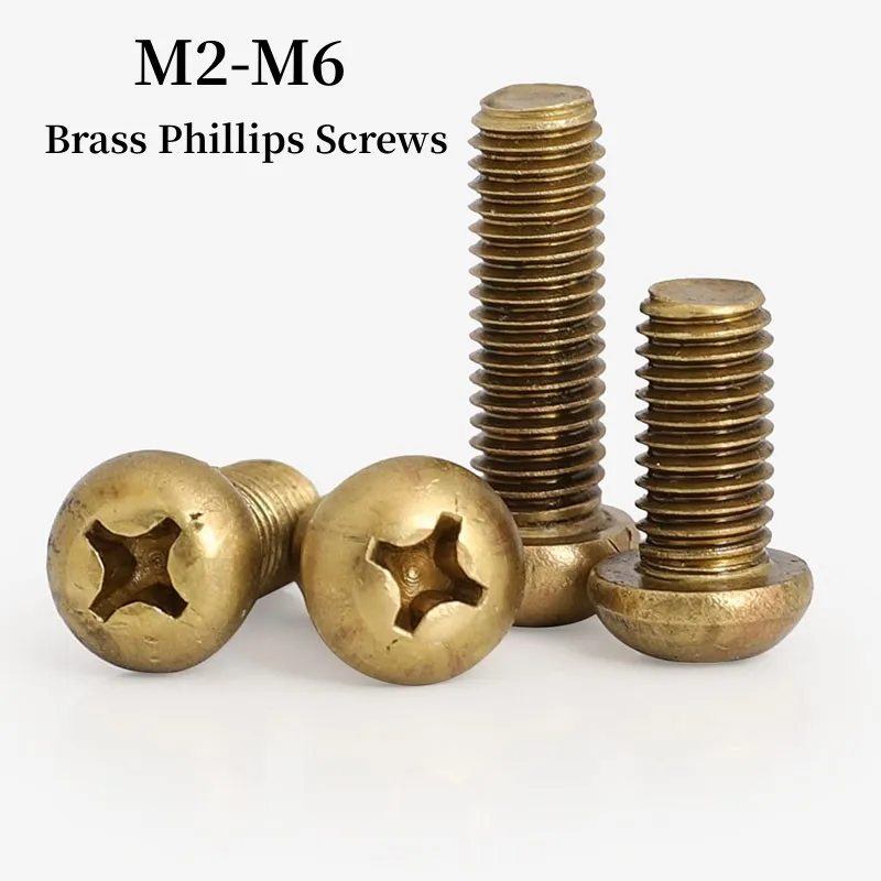 M2 M2.5 M3 M4 M5 M6  Brass Cross Pan Head Round Head Screws Machine Screw Metric Thread Cross Recess Bolt