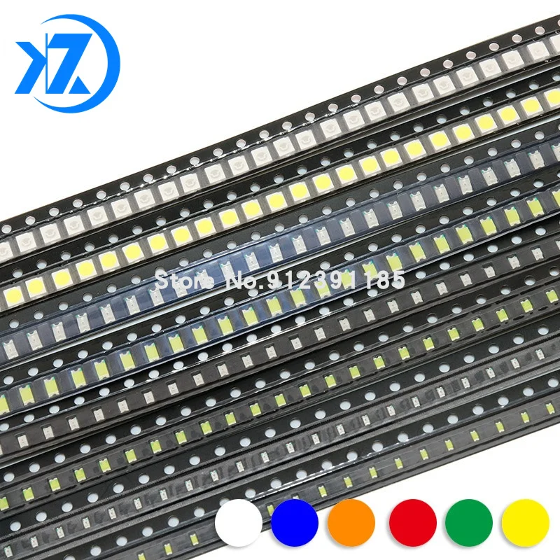 100pcs/lot 0603 0805 1206 3528 5050 5730 SMD LED Red Yellow Green White Blue Orange light emitting diode