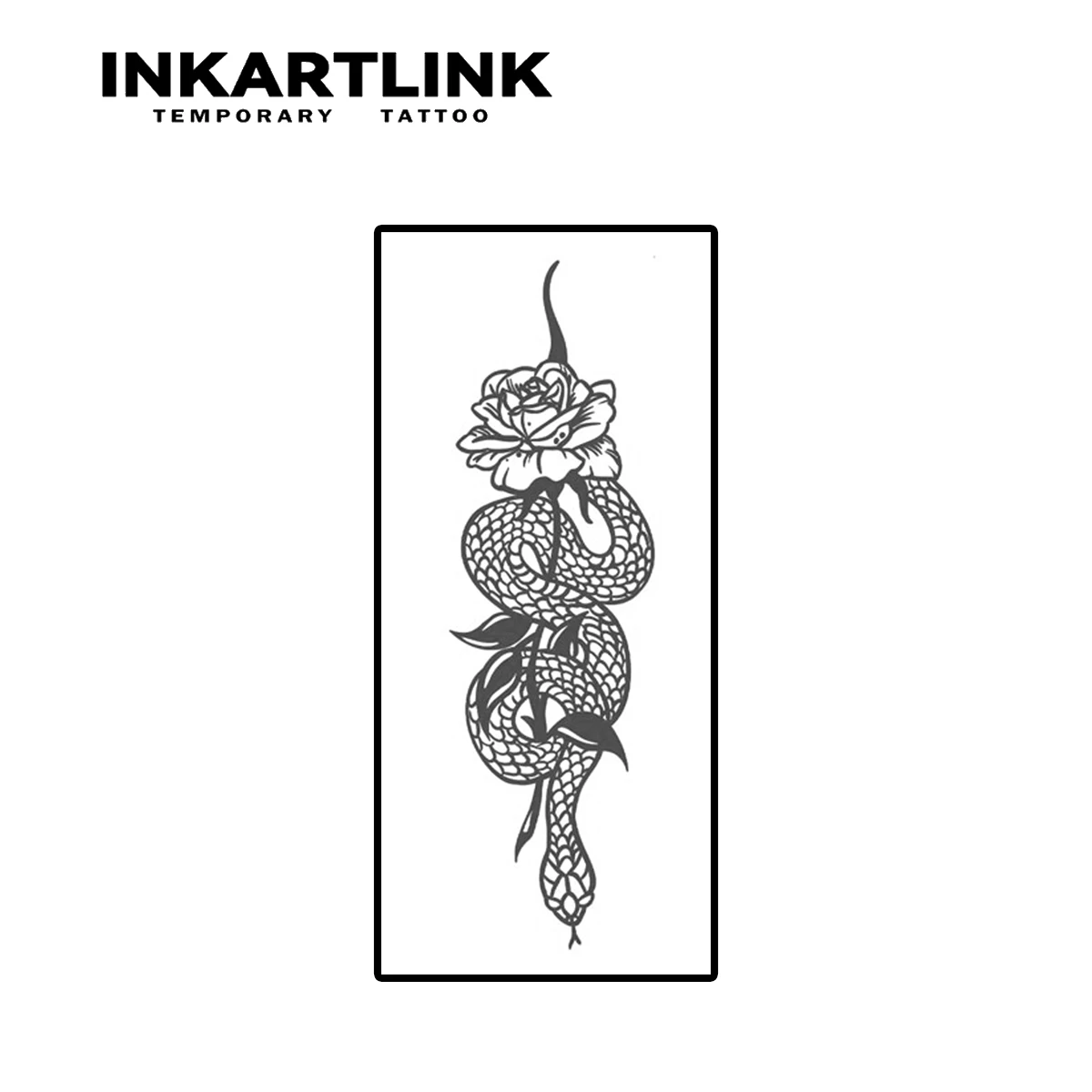 Snake and Rose Temporary Tattoo,Lasts To 15 Days New Technology Magic Waterproof Semi Permanent Sticker.