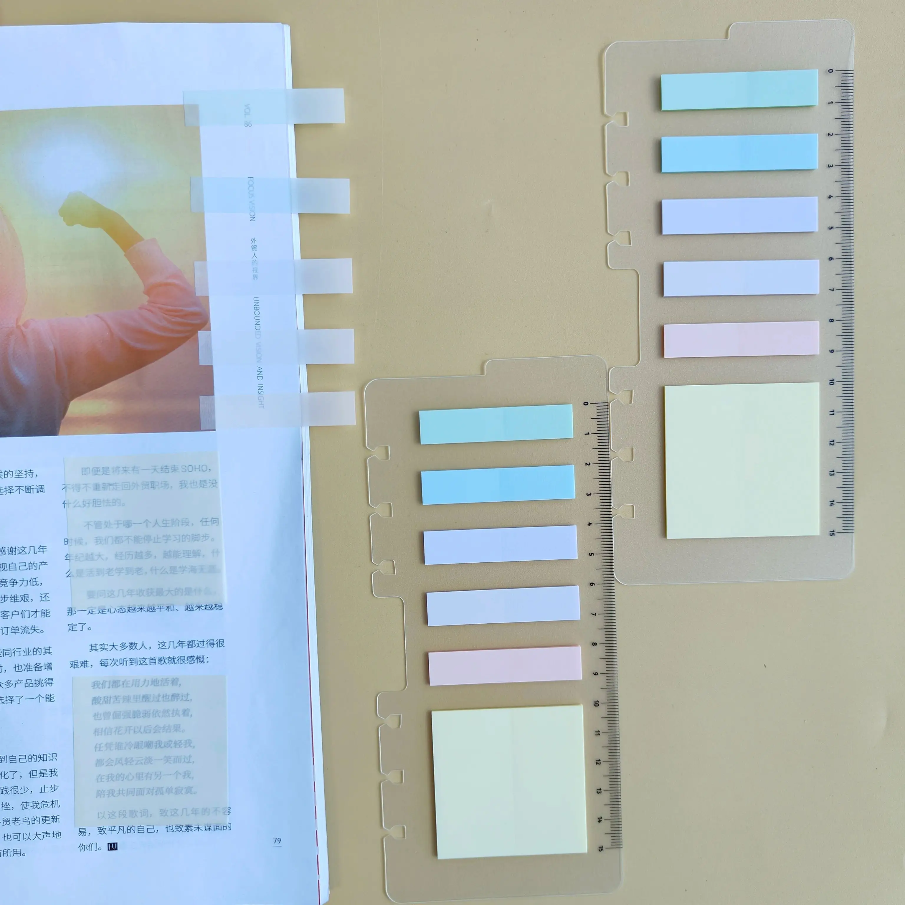 KindFuny 200 Sheets Transparent Sticky Notebook Pads Notepads Clear Bookmark Read Book Stationery School Supplie