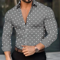 Men's shirt classic shirt 3D HD printing spots pattern long -sleeved shirt installed Hawaiian shirt super 6xl soft fabric