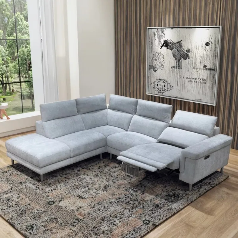 【Best-selling】ODM Adjustable L Shape Corner Power Sectional Modular Recliner Sofa With Usb Charging For Hotel Apartment Villa
