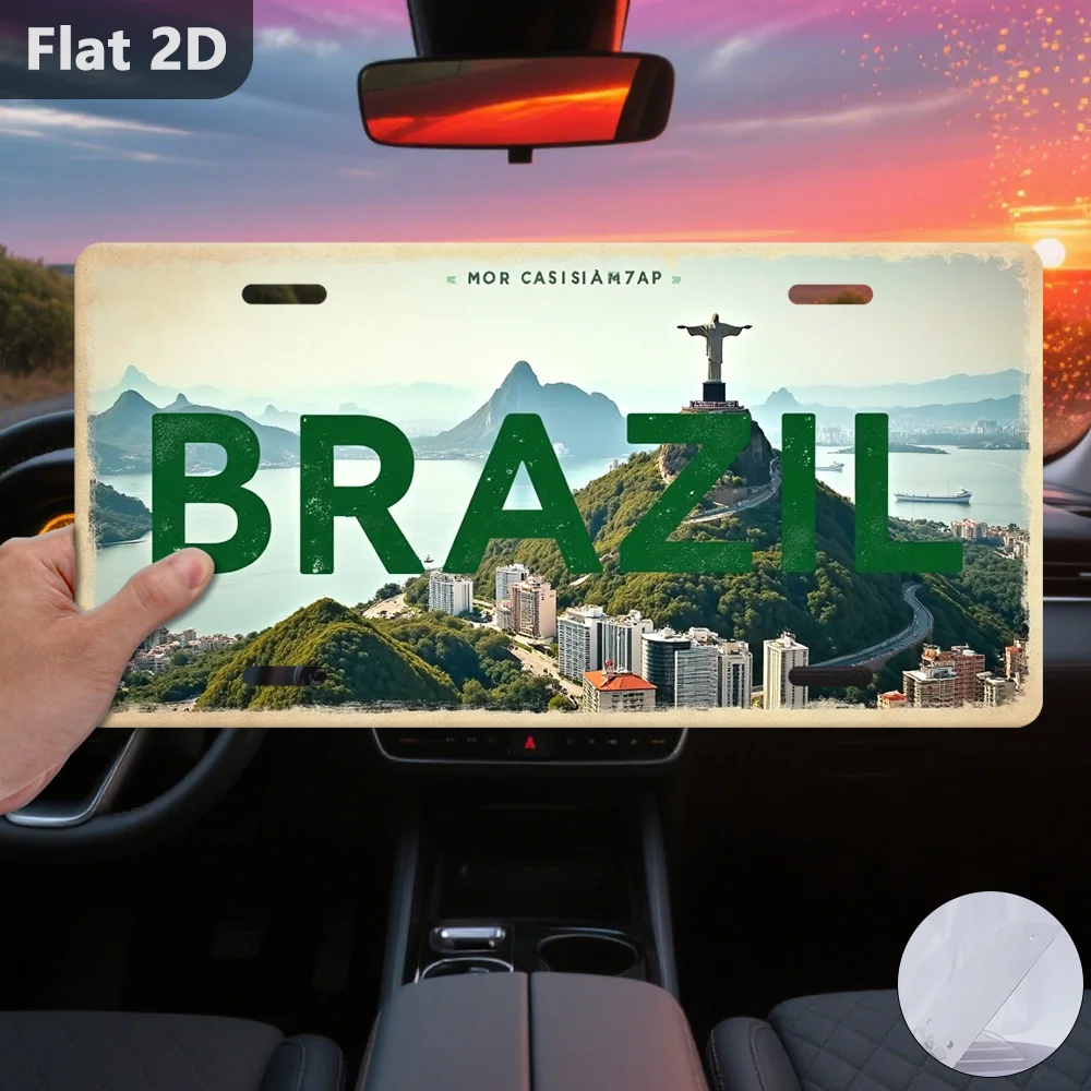 2D Flat, 1pc Brazil Christ the Redeemer Aluminum Wall Sign - Retro De Janeiro Landmark Decoration, Plate Suitable for Home