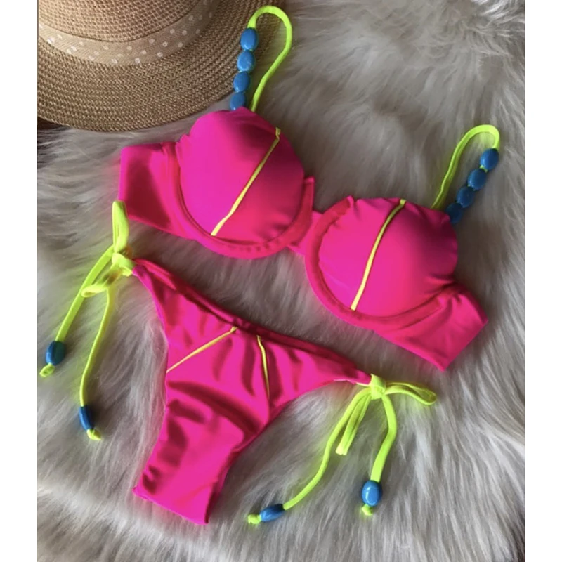 シックなコントラストカラー水着 レディース セクシー トライアングル レースアップ バックレス ハイカット Gストリング 水着 スパイスガール ビーチウェア ツーピース