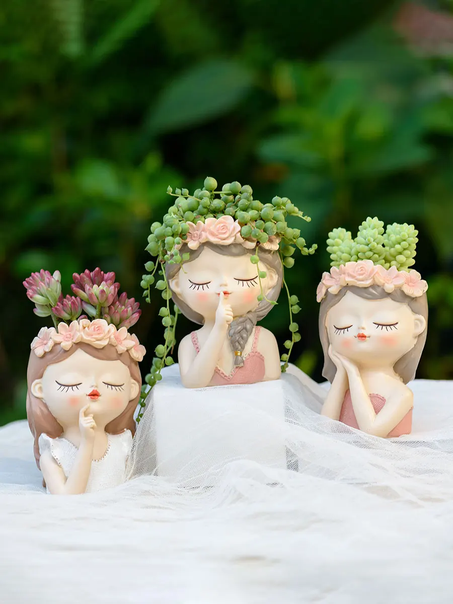 Tabletop Potted Silicone Mold Creative Little Fairy Succulent Flowerpot Concrete Mold Gypsum Candle Vessel Mini Storage Box Mold