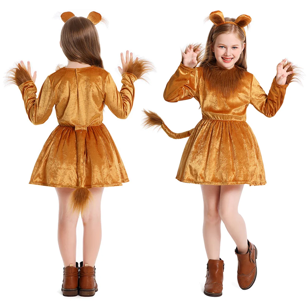 Disfraz de León para Niños, Disfraz de León para Niñas, Disfraz de Cosplay, Diadema de León, Vestidos de León, Disfraz de Leona para Halloween y Carnaval