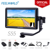 FEELWORLD S55 5.5 Inch IPS on Camera Field Monitor Video Focus Assist 4K HDMI 1280x720 Input DC Output for Rig Gimbal Youtube