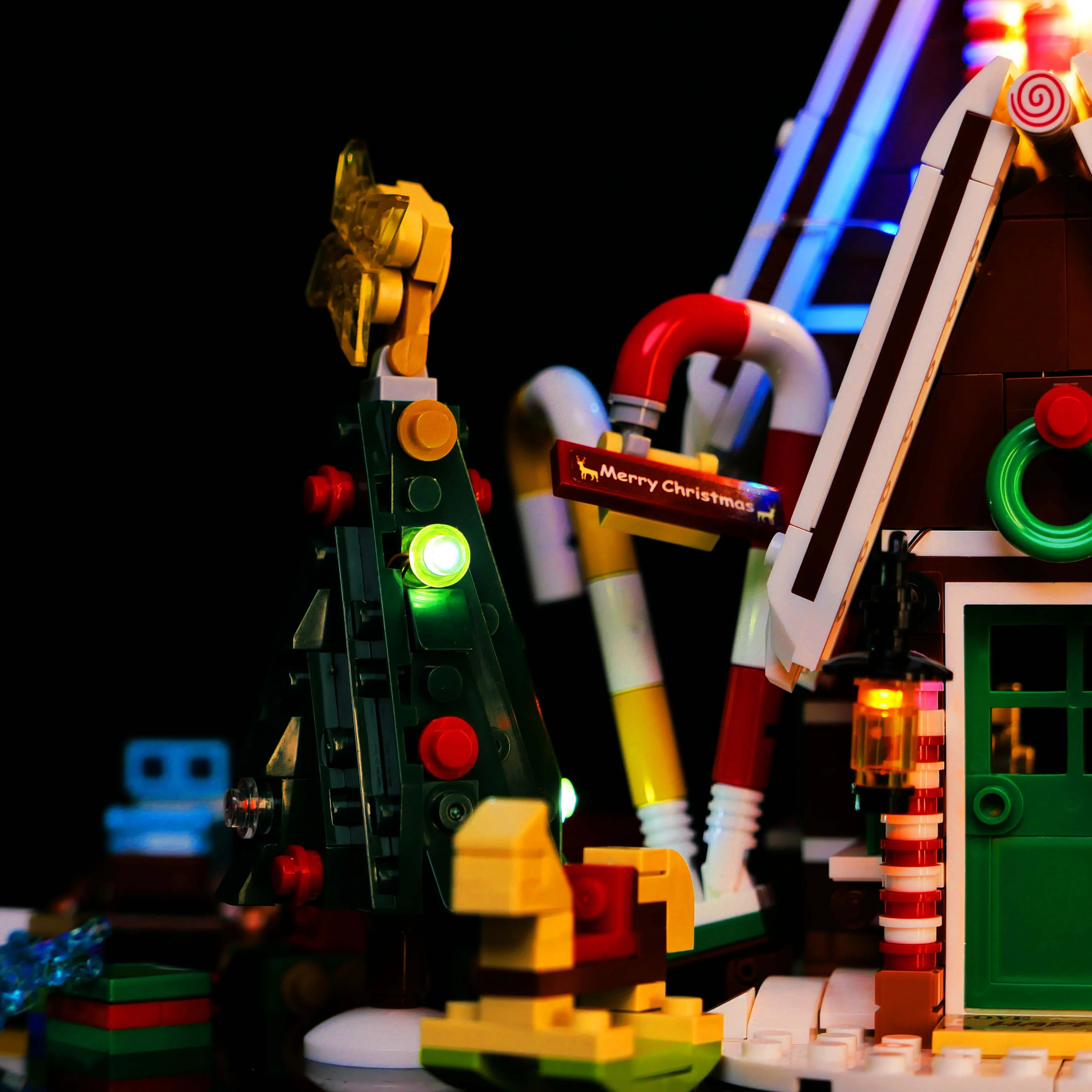 Kit de luz LED DIY, casa de pan de jengibre de invierno, juego de luces LED remoto para modelo de construcción de vacaciones 10267 (solo luces)