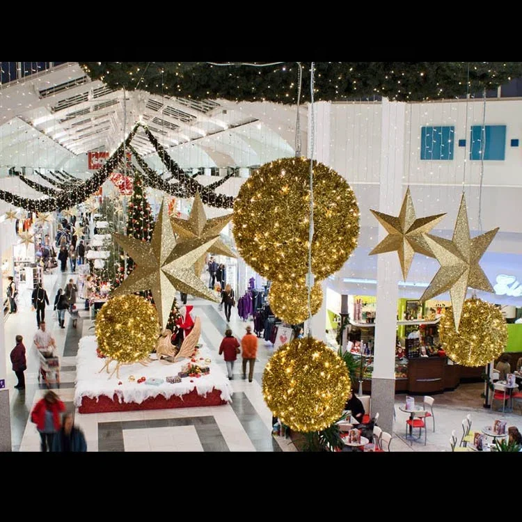 Customized Indoor Ceiling Hanging Commercial Visual Merchandising Display Christmas Decorations For Shopping Mall And Hotel