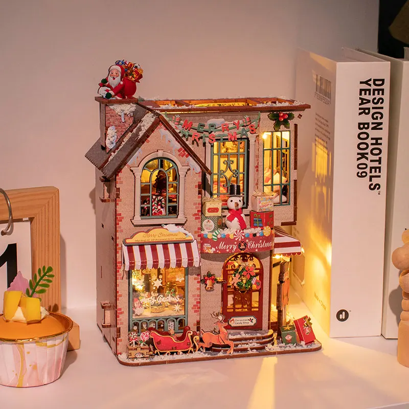 DIY Wooden Miniature Model Kits Enchanted Christmas Cottage