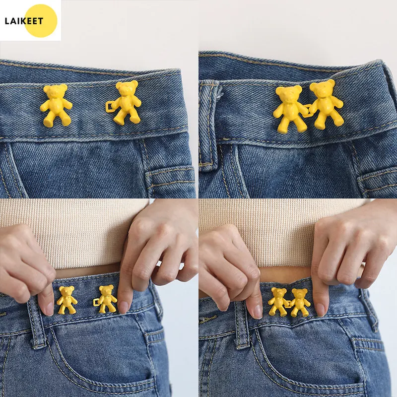 Bear Buckles for Jeans Pants Waistline Reduction Zinc Alloy Buckle Hook Useful Jean Waist Tools Trousers Clothes DIY Accessories