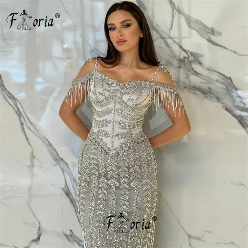 Vestido sereia com borlas de fenda, grânulos prateados, cristal de Dubai, luxo, capa, casamentos de fenda, 2022