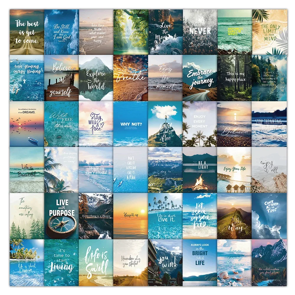 50 Pcs Inspirational Nature Scenery Stickers - Motivational Quote Decals for Laptop Notebook & Wall Decoration AnimeWorlds Store