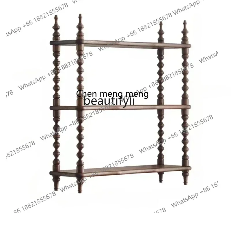 G153  S French-Style Mid-Ancient Solid Wood Storage Rack Wall-Mounted Bulkhead Bracket B & B Retro Saucers Utensils Display Coff