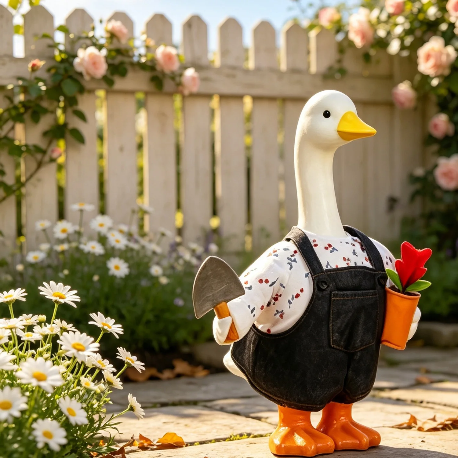 1 Set Gardener Goose Costume, Funny Clothes for 23inch Goose Statue, Ideal for Spring/ Summer Outdoor Yard(Goose Not Included)