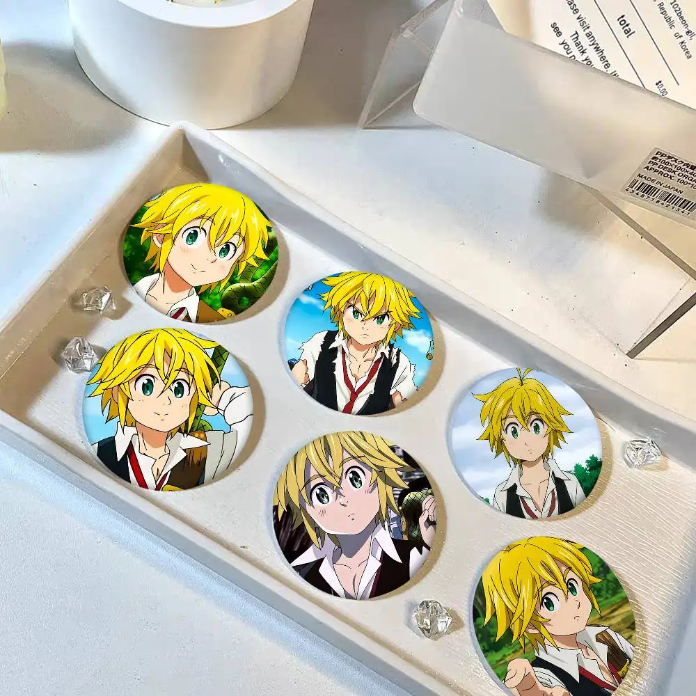 1pc Meliodas Anime Cartoon Characters Cartoon Style Badge Brooches On Backpack Decoration Round Enamel Pins For Accessorys
