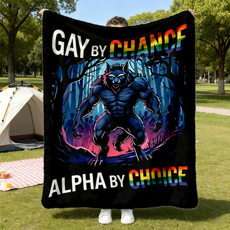 Retro Comfort LGBTQ Flannel Blanket, Gay By Chance Alpha By Choice Flannel Throw, Gay Rights Gift, Funny LGBTQ Ally, Soc