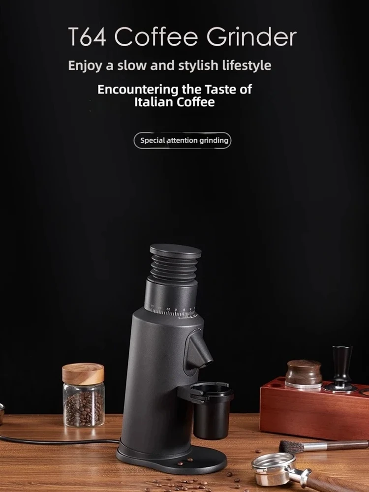 T64 Kaffeemühle mit variabler Geschwindigkeit, 64mm Flachmahlwerk, Espresso-Kaffeemühle, Einzeldosiermühle