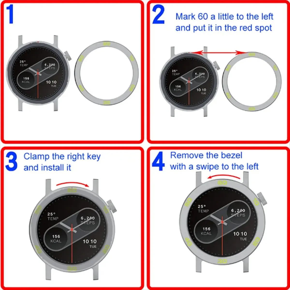 AT42 Metal Bezel Ring Metal Protector Watch Case Strap Cover Tempered Glass Film Watch Bezel Shell for CMF by Watch Pro 2