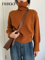 Outerwears Autumn New Bottoming High Neck Sweater Solid Color Vintage Knitwear Tops Oversized Sweater Women Jumper Streetwear