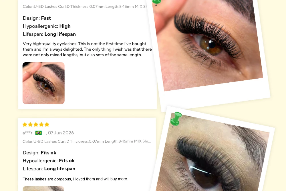 LUKATME U-Form 5D Kleeblatt Wimpernverlängerungen, vorgefertigte Fächer, Schwarz C/D/M Curl, weiche, flauschige, dreidimensionale Wimpern 7-15mm für den Salon – Detail 13