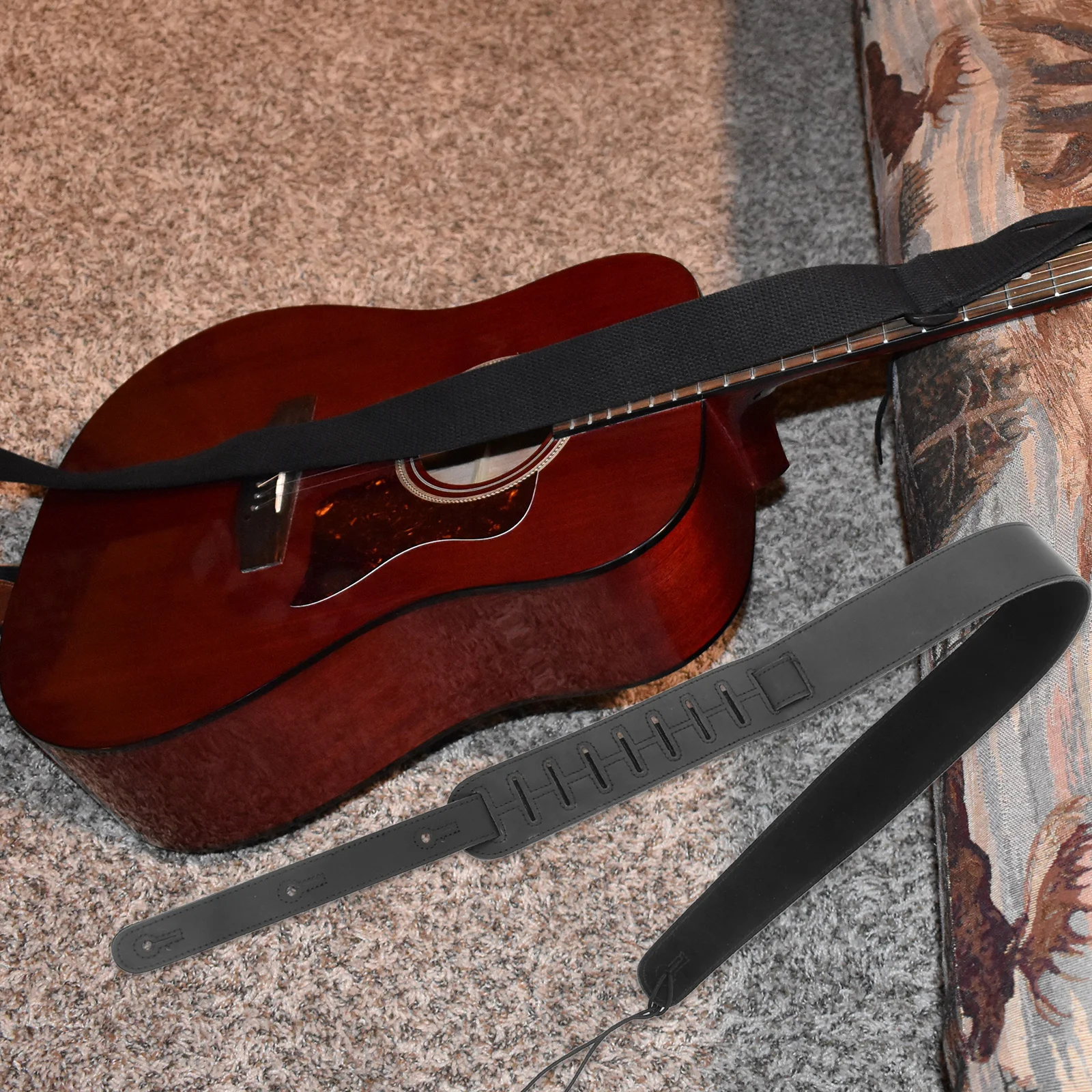 

1Pcs Guitar Strap Creative Durable Punk Style Adjustable Bass Belt Cowhide Musical Instrument Accessory Guitar Shoulder Belt