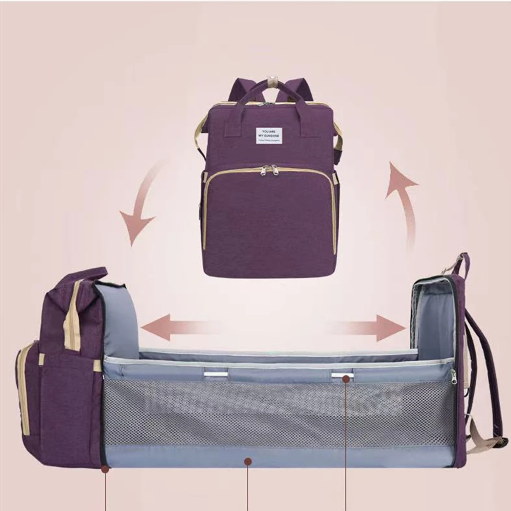 Sac de maman pliant léger Portable lit de berceau pliant grande capacité sac à dos de bébé femme maman sac de sortie sac de maman