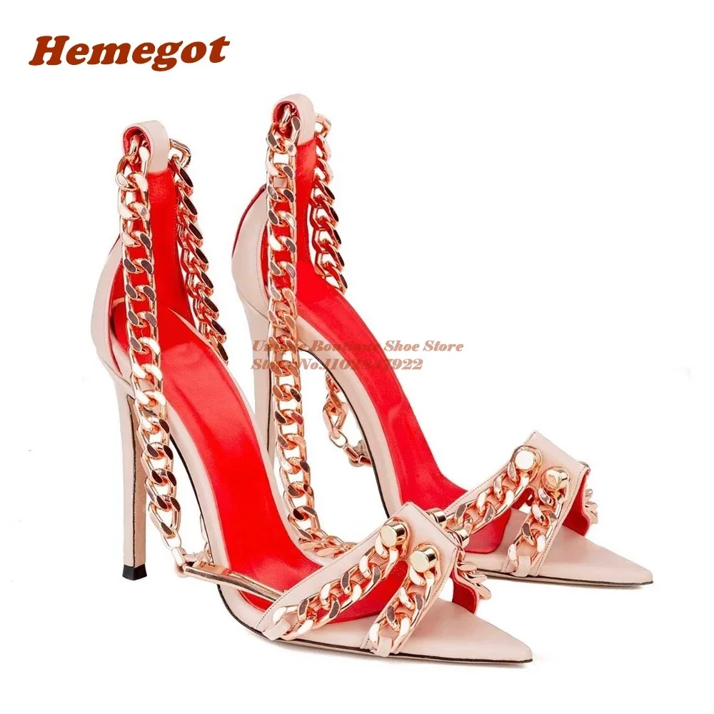 Black Metal Decor Sandals Open Toe Stiletto Heeled Women\'s Sandals 2023 New Summer Buckle Party Wedding Shoes Plus Size 46 Sexy