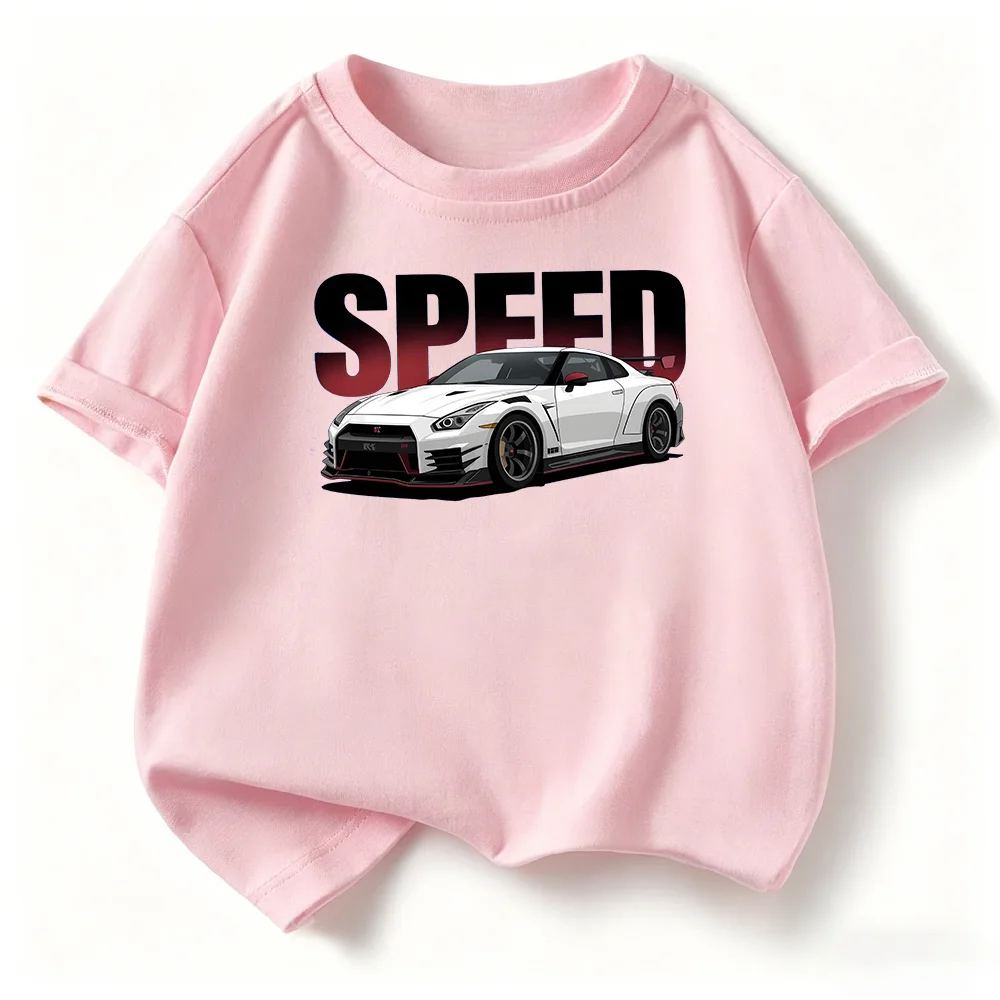 Summer Children's T-shirt New Loose Comfortable Soft  Skin Friendly Casual and Fashionable Car Printed Short Sleeved Top