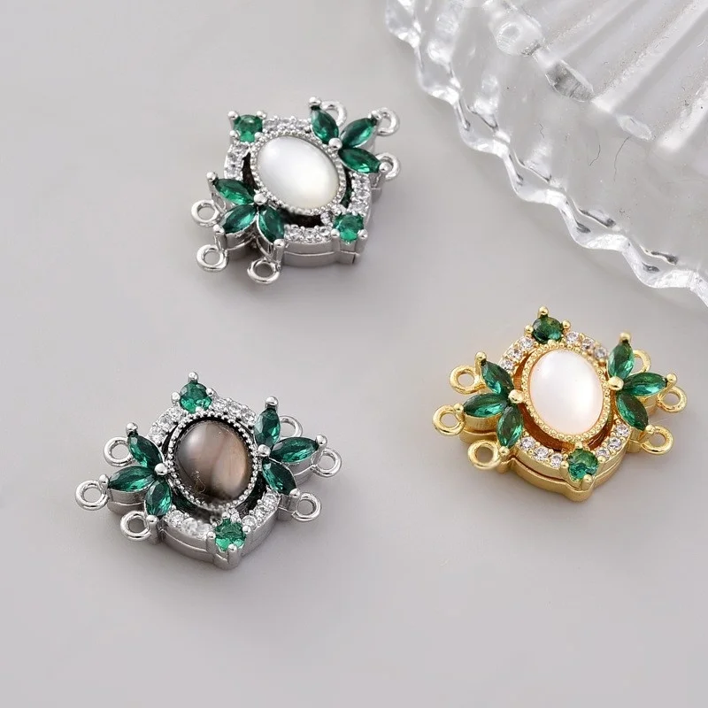 1 Piece Copper Plating Three Rows of Magnets Connecting Buckle Diy Pearl Bracelet Necklace Jewelry Accessorie Material Wholesale