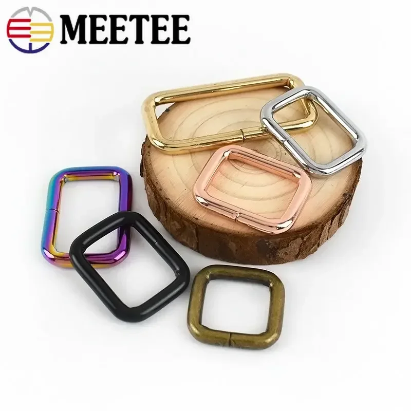 20Pcs 13-50mm Meetee Rectangle Metal Buckles Webbing Belt Ring Buckle Handbag Strap Adjustment DIY Hardware Bags Accessories