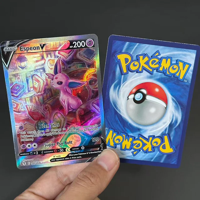 Diy PKM Espeon Flareon Vaporeon Eevee Espeon Umbreon Leafeon V Alt Art Evolving Skies Collection Flash Cards Game Card