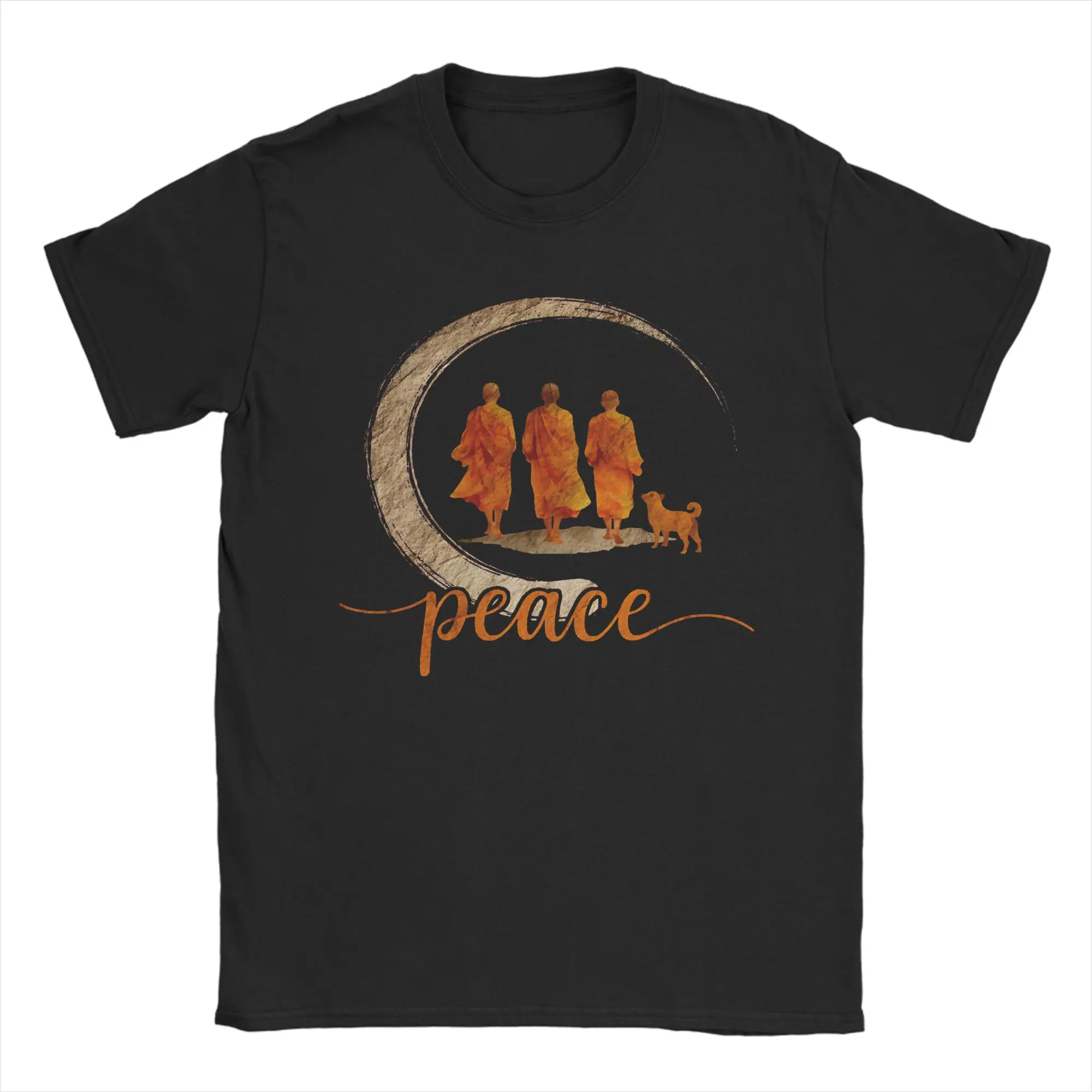 

Men's T-Shirt Peace Walking Monks Minimalist Zen Vintage 100% Cotton Tees Short Sleeve T Shirt O Neck Clothes Graphic