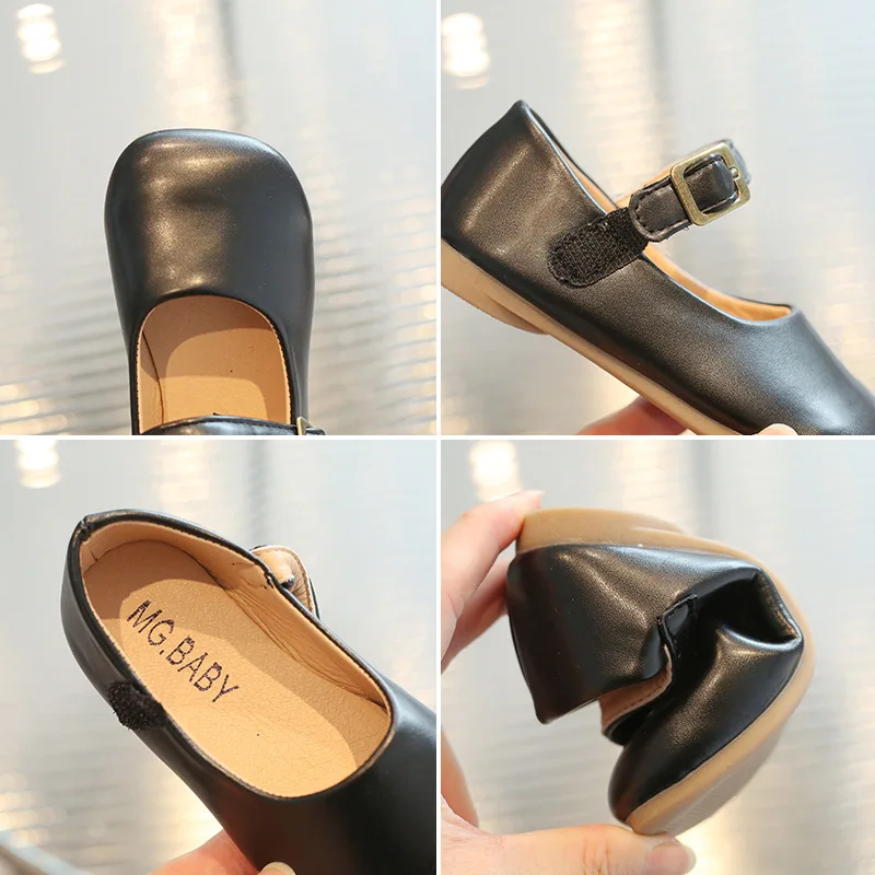 Petites chaussures en cuir à tête carrée pour enfants, chaussures simples pour filles, semelle souple, princesse, printemps, nouvelle mode, 2024