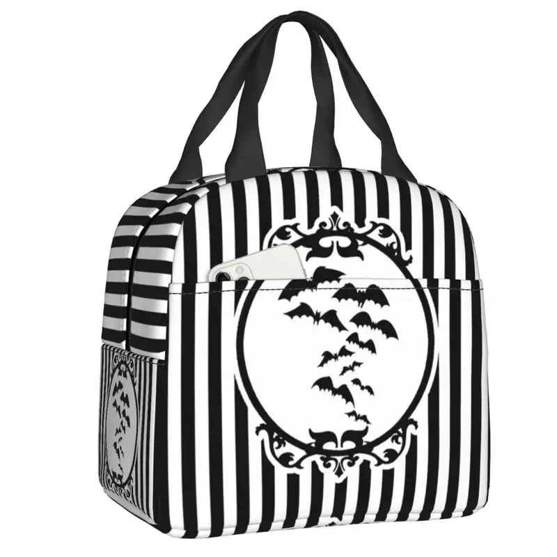 Vampire Bats Insulated Lunch Bag for School Office Halloween Goth Witch Thermal Cooler Bento Box Women Food Container Tote Bags