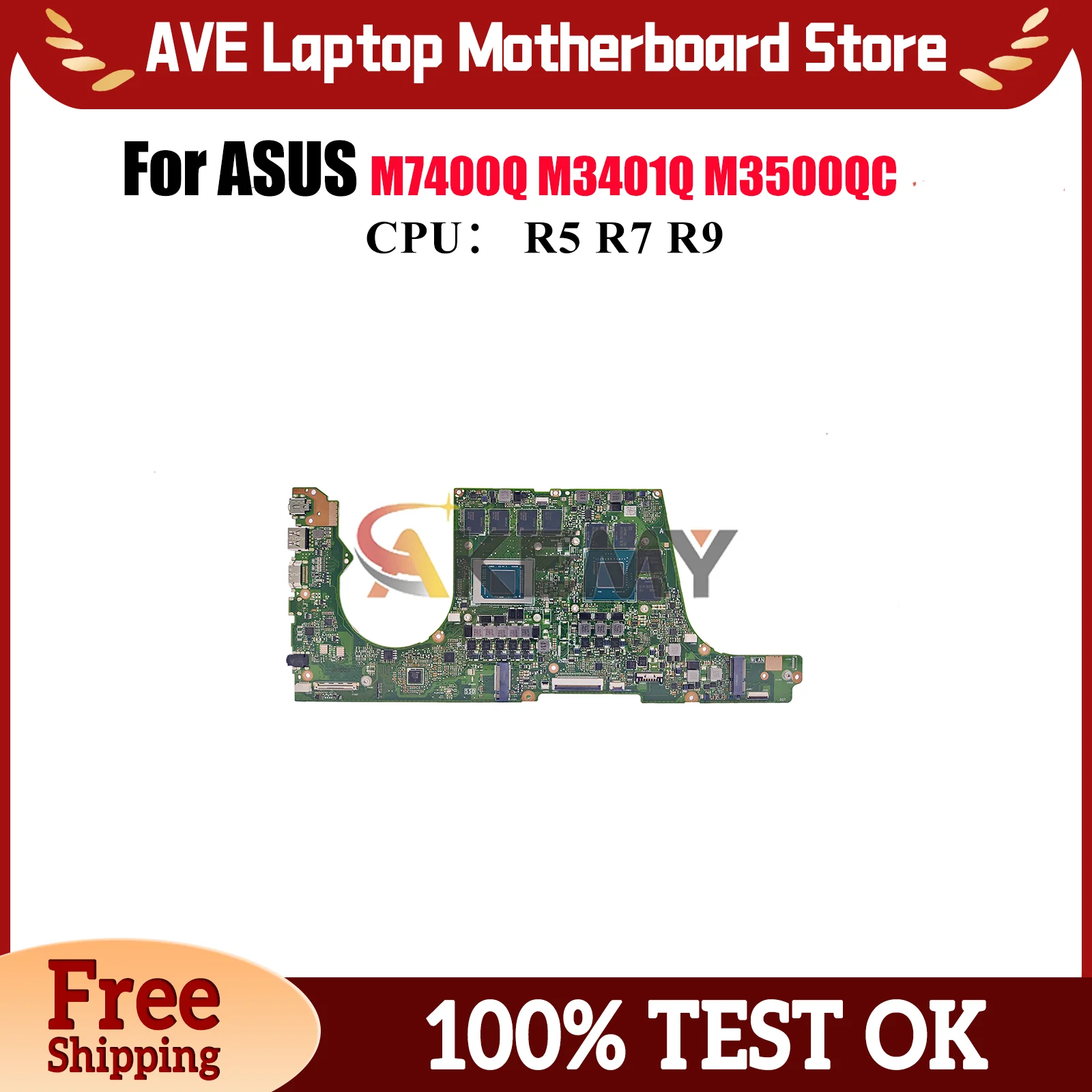 

M3500QC Laptop Motherboard For ASUS VivoBook M3401Q M7400Q D3500Q M3400QE M3500Q M3400Q M7600Q M3400QC Mainboard W/ R5 R7 R9 CPU