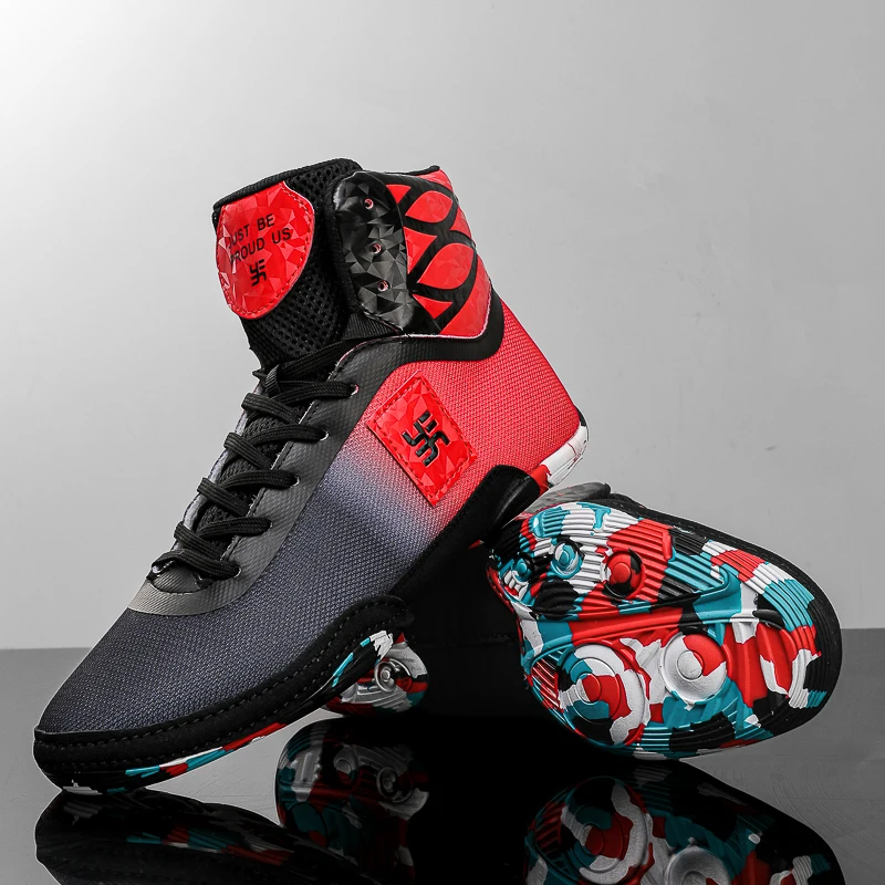 

Men Boxing Shoes Outdoor Training Sneakers Sports Fighting Original Wrestling Shoes Women Professional High Ankle Boxing Boots