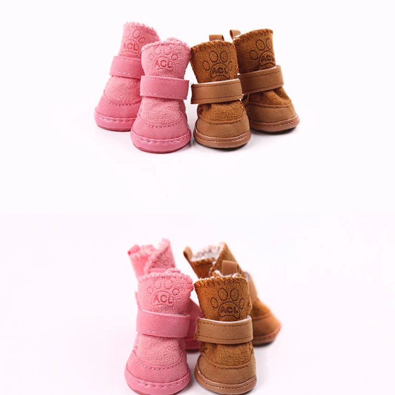 4 Stks/set Honden Schoenen Winter Warme Schoenen Voor Kleine Middelgrote Honden Anti-Slip Puppy Regenlaarzen Schoenen Kat Hond Wandelen Sneakers