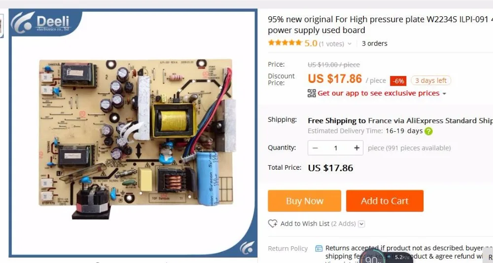 Per piastra ad alta pressione W2234S ILPI-091 4914414001   scheda di alimentazione