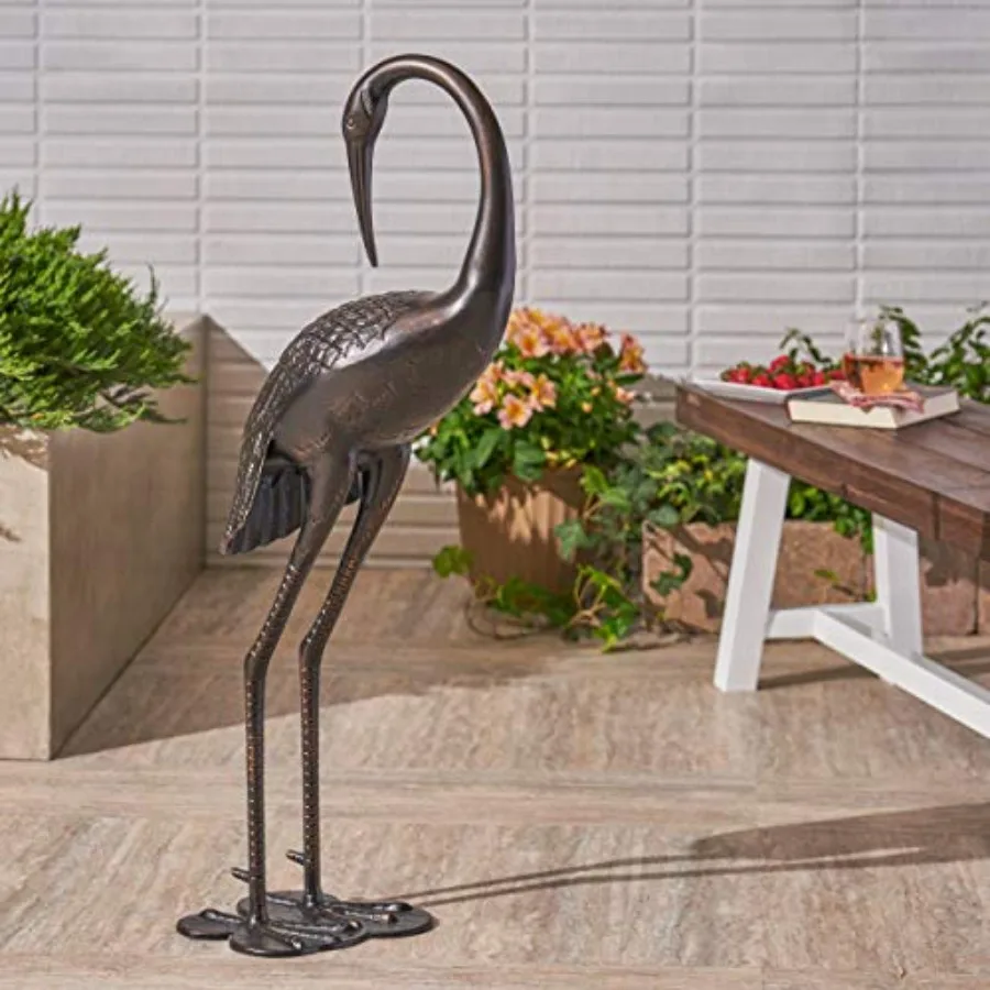Outdoor aluminum cranes 43 and 39 inch, set of 2 in dark bronze finish for patio or garden use, lightweight yet durable