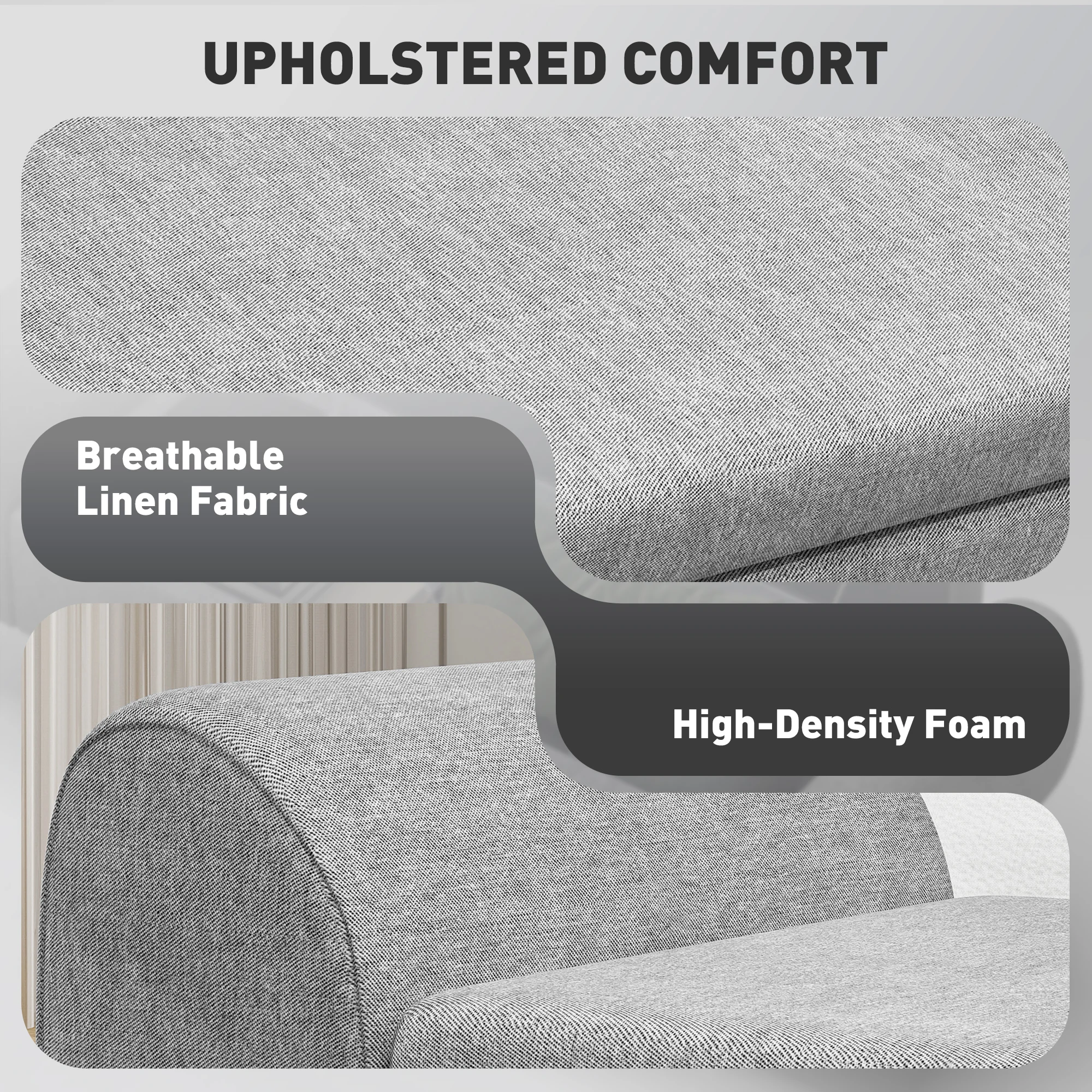 HOMCOM Storage Ottoman with Armrest, Upholstered Linen Storage Bench