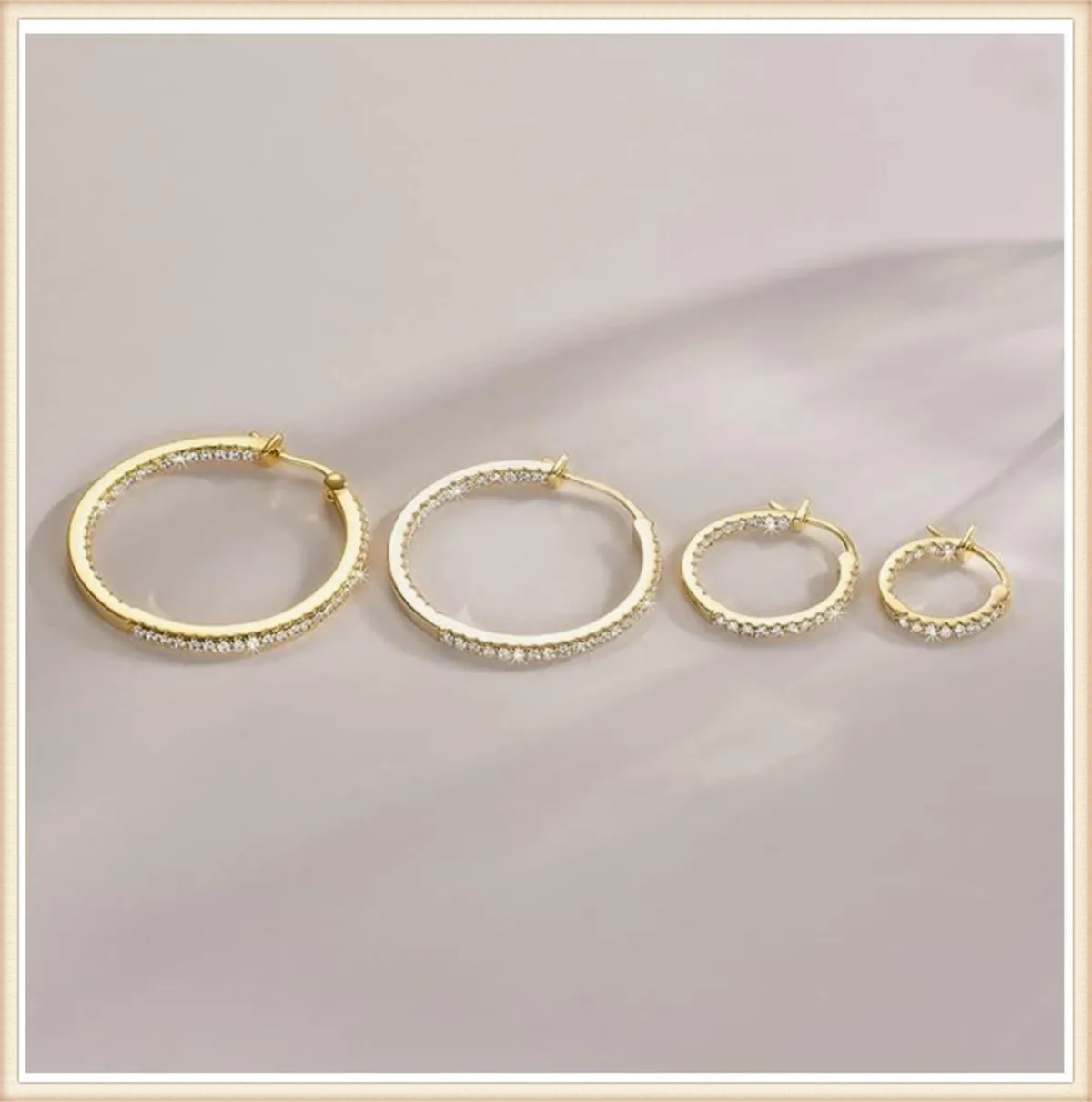 14K Gold Lab-Grown Diamond Inside and Outside Circle Half Diamond Stud Earrings, Premium Ear Hoops Fashion Jewelry, 18K Gold Cus