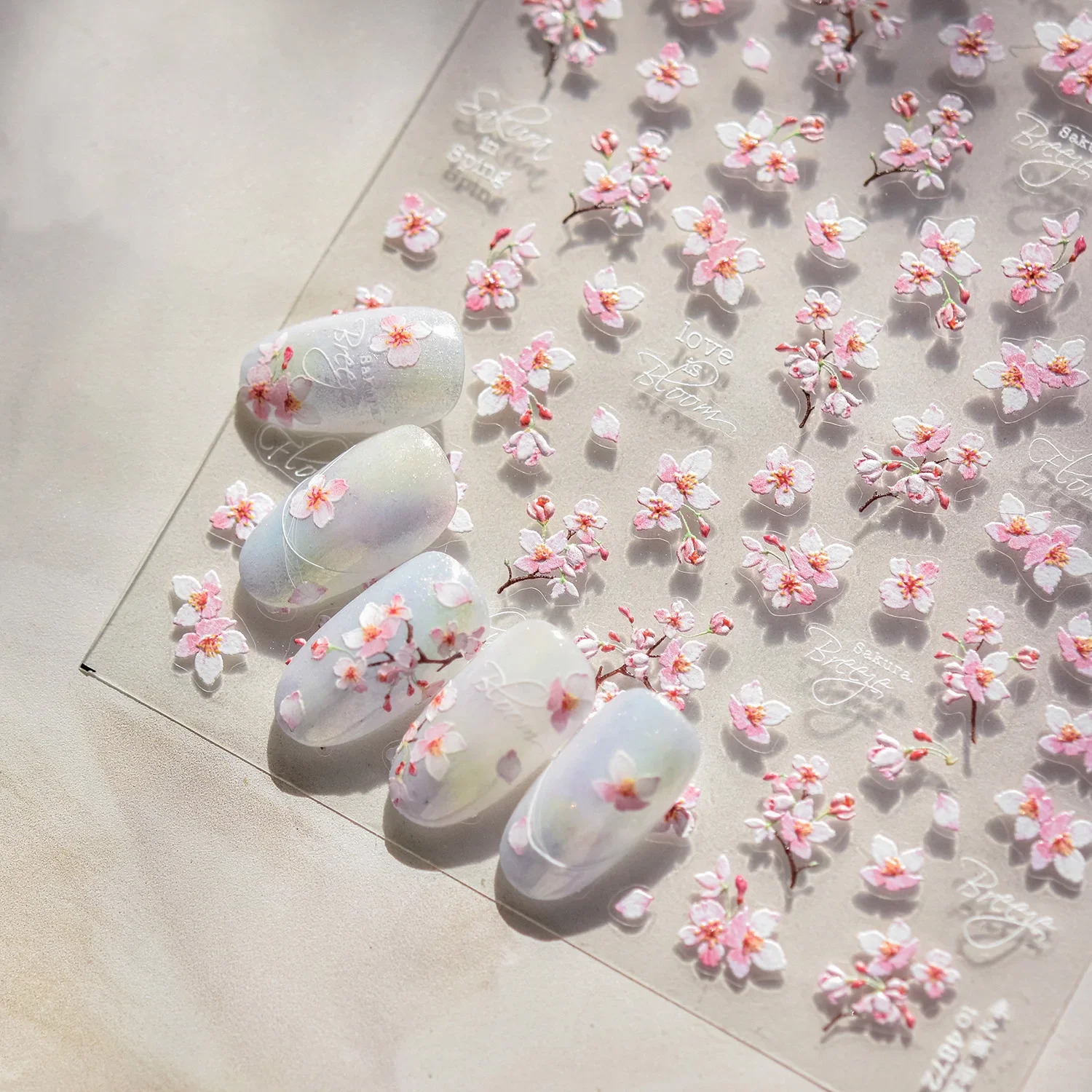 Japanese Nail Parts 5D Reliefs Cherry Blossom Self Adhesive Nail Art Stickers DIY 2025 Summer Flower Manicure Decoration Decals view 3