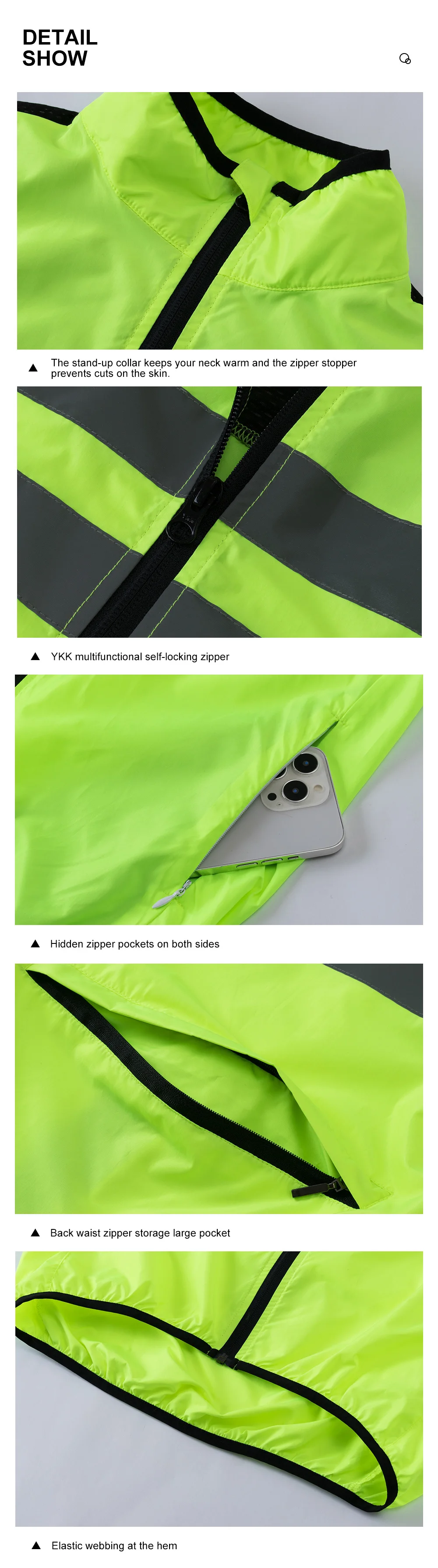 HISERWA Cycling Windbreaker Windproof Waterproof Reflective Bicycle Jacket Ultralight MTB Road Bike Jersey Portable Cycling Coat 45 Sbc244384555344c3b6ccdf412770b6152